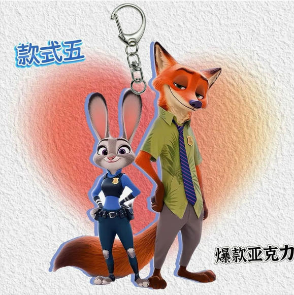 Portachiavi Creativo Carino del Film Zootopia Ornaments in Acrilico Cartone Animato Anime Decorazione per Borse alla Moda Regali per Coppie Amici