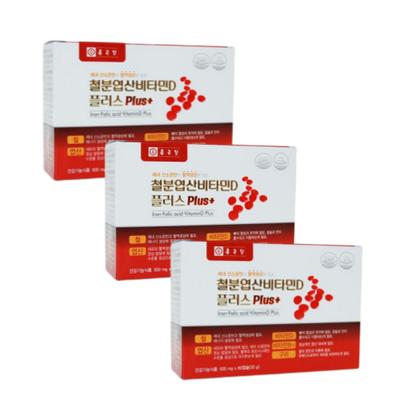 Chong Kun Dang Iron Folic Acid Vitamin D Plus, 60 Tablets, 3 Units