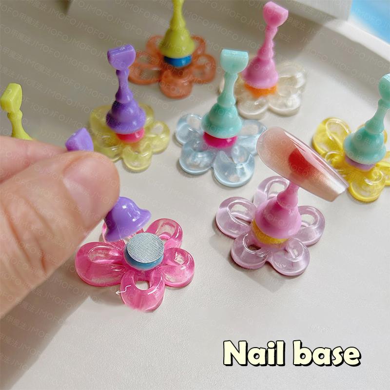 Flowers Nail Stand For Press On Nails Acrylic Shower Shelves Nail Display Magnetic Holder Manicure Organizer Tools