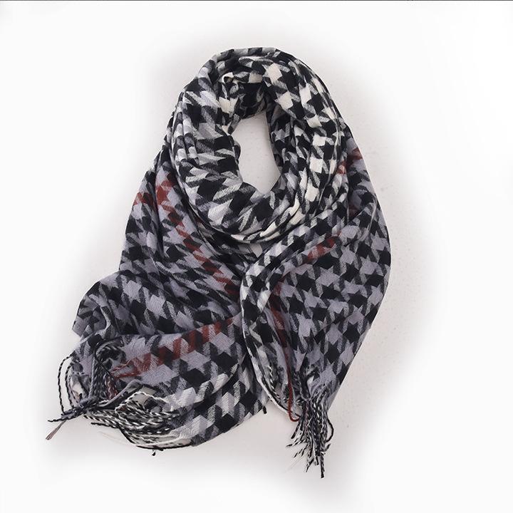 

New Tassel Winter Imitation Cashmere Scarf Thickened Warm Shawl Houndstooth Scarf for Women 70*180CM