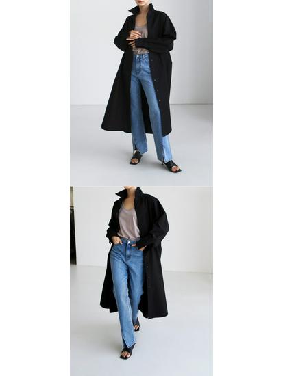 Korejský šik retro větrovka se stojáčkem: Dlouhý rukáv, jednořadé zapínání, volný střih pro ženy