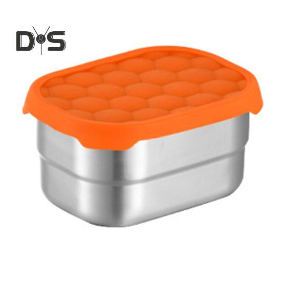 Contenedores de acero inoxidable para refrigerios infantiles, a prueba de fugas, con tapas de silicona, lonchera metálica apilable para la escuela y la guardería.