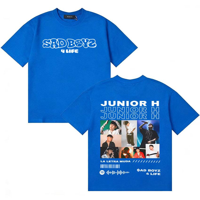 Streetwear Rapper Junior H Sad Boyz 4 Live T Shirt Unisexs Womens Short Sleeve Casual Double Sided Print No Me Importa Nada Y2K Tee
