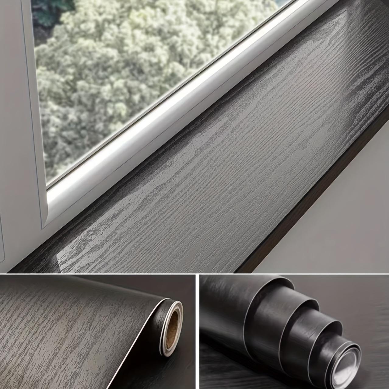 

1 рулон, самоклеящиеся черно-белые наклейки с текстурой дерева для подоконников, водонепроницаемые и - Подходят для мебели, шкафов и реновации порогов 15.74inch*196.85in чёрный