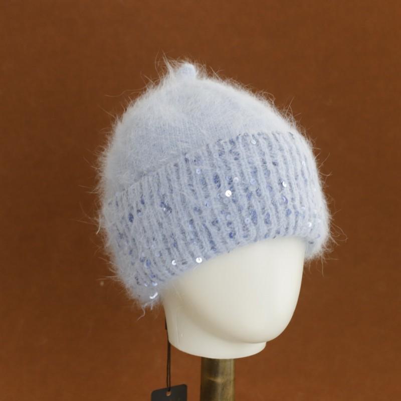 Soft Knit Beanie Hat With Sequin Accent Warm Winter Ear Protection Cap Women Men