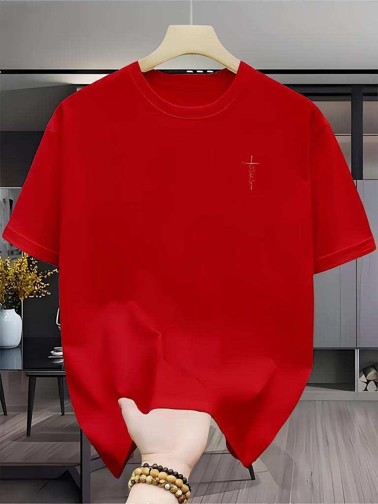 Men's Summer Fashionable Casual Loose Plus Size Printed Sports Round Neck Short-Sleeved T-Shirt Top