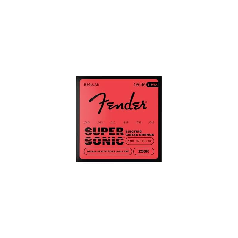 Fender SuperSonicTM 250R Electric Guitar Strings, Nickel-Plated Steel, Ball End, Gauges .010-.046 (3-Pack)