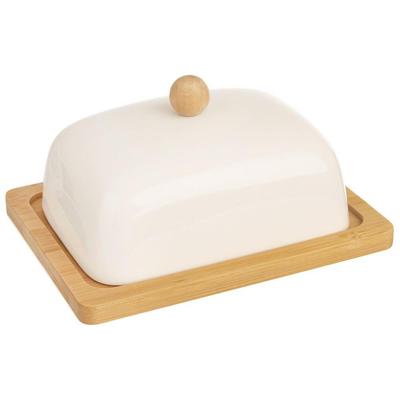 BUTTER DISH PORCELAIN BAMBOO WHITE 127144