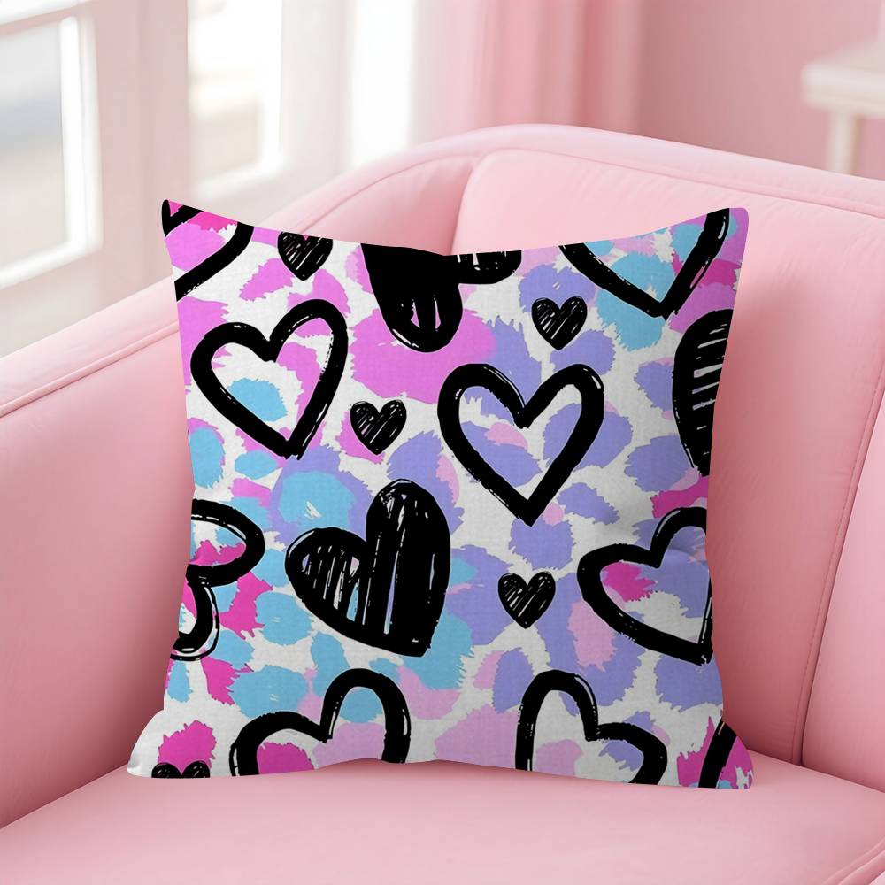 Love Heart Pattern Cushion Cover Car Throw Pillow Case For Sofa Car Christmas Gift 40x40cm 45x45cm