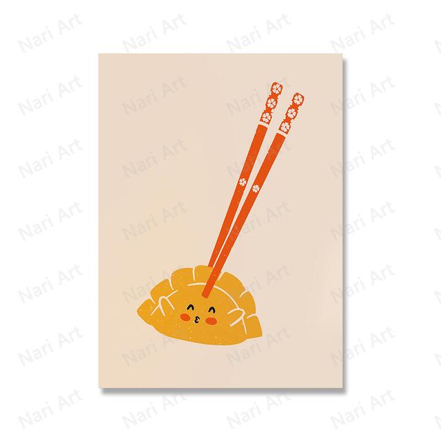 Modern Kitchen Decoration Food Cute Gyoza Egg Sauce Fish Poster