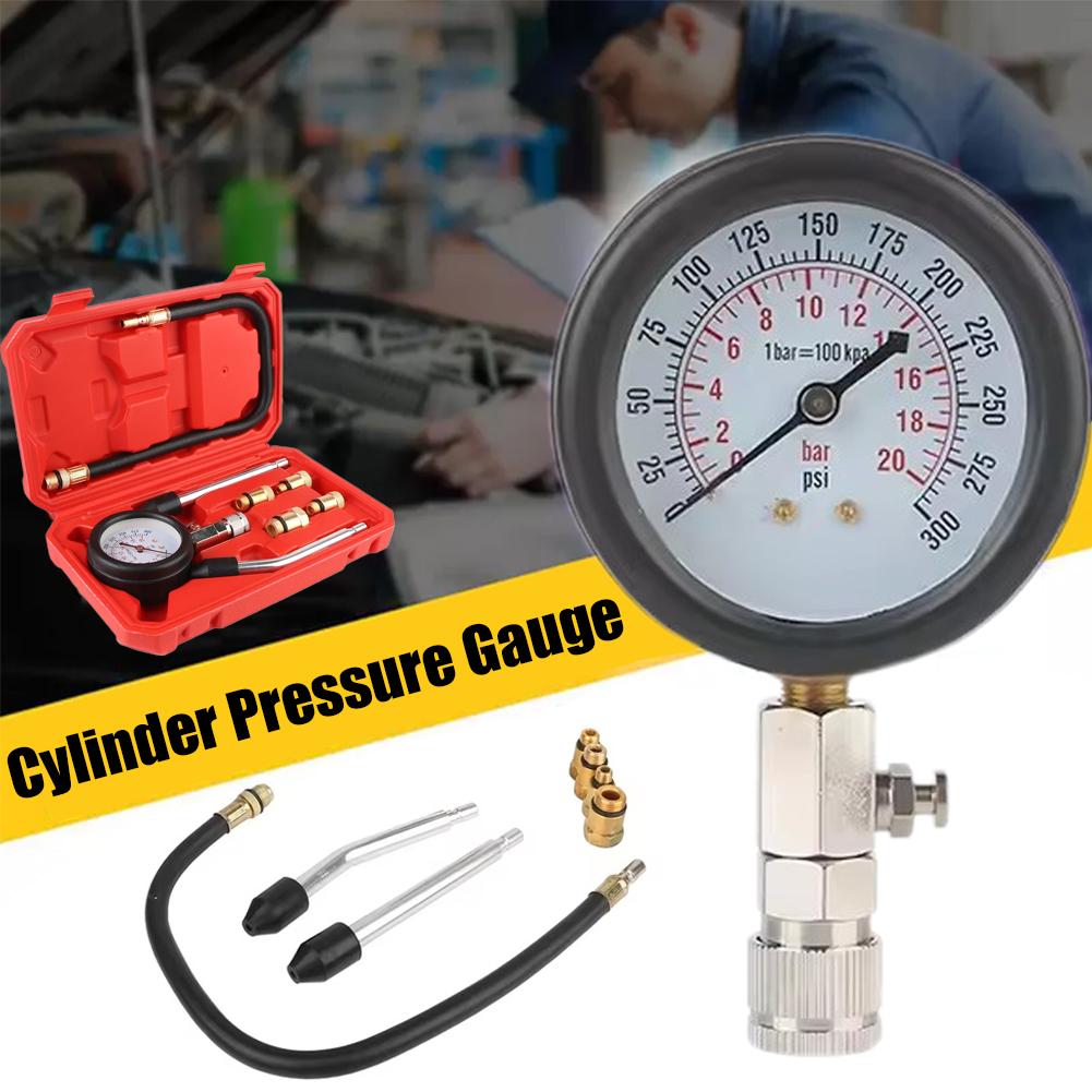 Cylinder Pressure Gauge M10 M14 Adapter Gasoline Compression Car Motorcycle Kit Tool Tester Meter Cylinder Engine Y7Z5