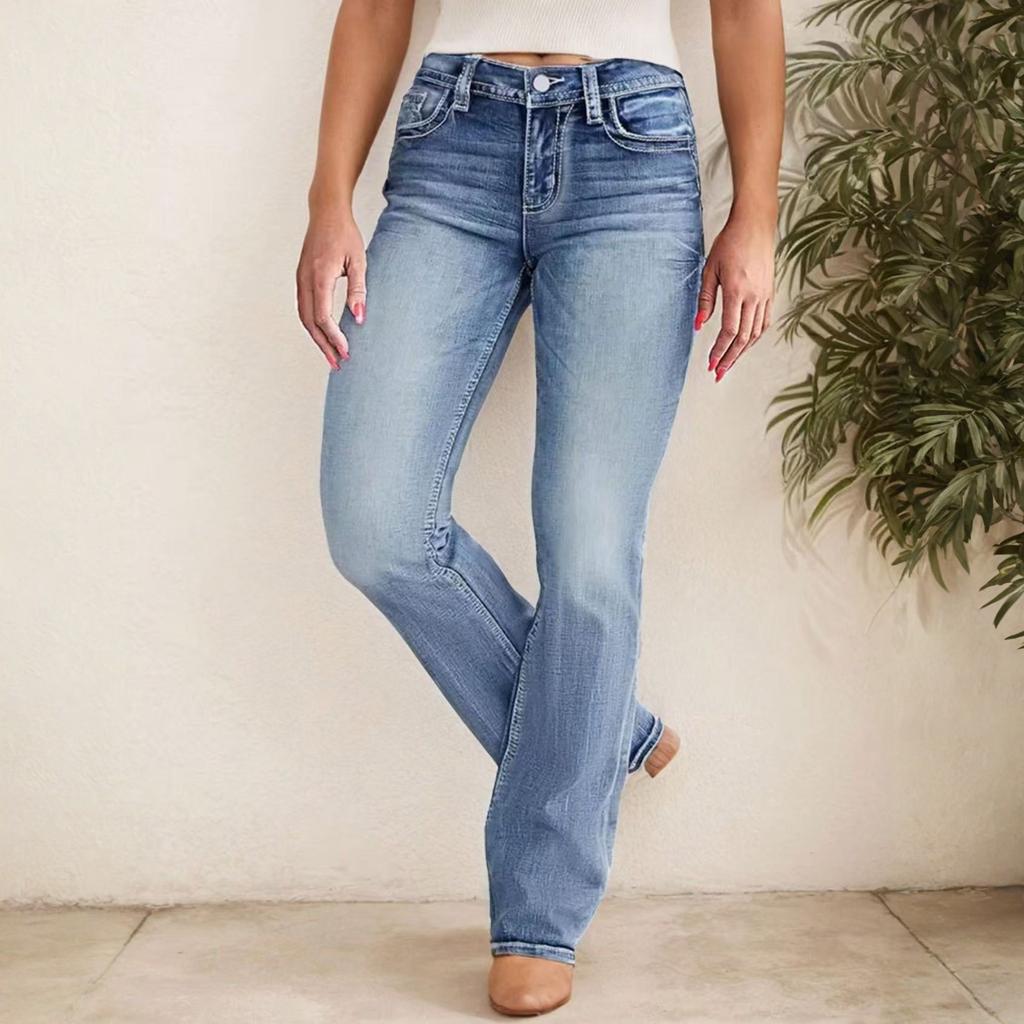 Women Baggy Mid Waist Jeans Wide Leg Loose Denim Pants Straight Leg Cropped Barrel Jeans