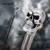 Silver Resin Big Eyes Skull Head Walking Cane Fashion Decorative Steel Stick Gentleman Elegant Cosplay Cane Knob Crosier 94cm