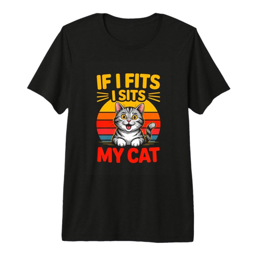 

If I Fits I Sits My Cat Funny Cat Lover Humor T-shirt For Men Women 100% Cotton T Shirts Short Sleeve Tops 0206-1 - Men s Sum... S разноцветный