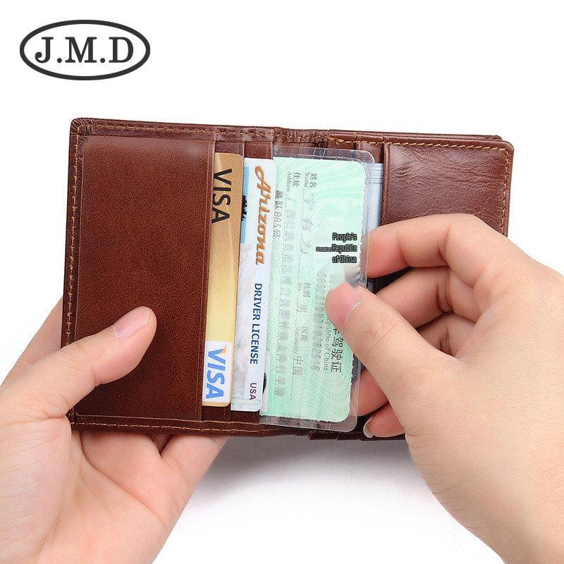 Jiameida Vintage Leather RFID Anti-Theft Unisex Coin & Card Wallet
