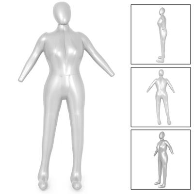 Vollkörper Frau/Weiblich Aufblasbares Schaufensterpuppen-Mannequin-Torso-Displaymodell PVC Silber Für Bekleidungskollektionen, Einzelhandelsdisplays