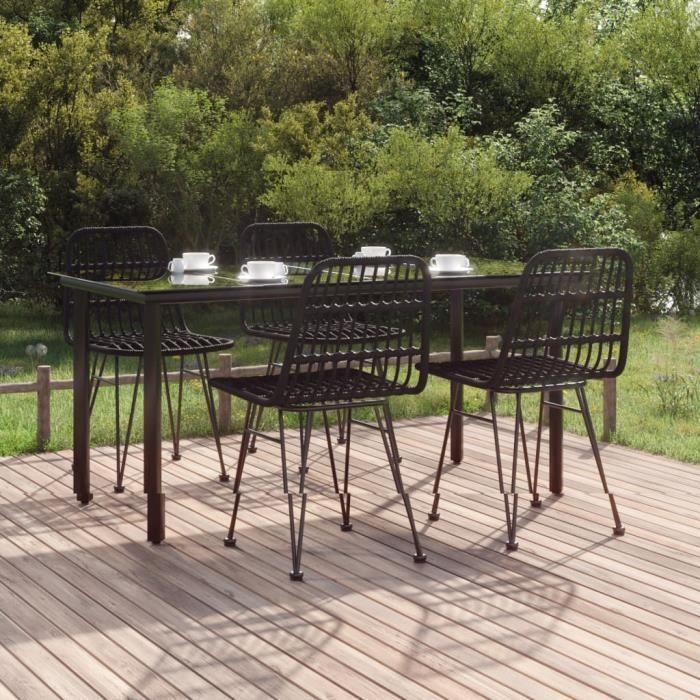 3157897 vidaXL Garden Dining Furniture 5 Pcs Black Wicker