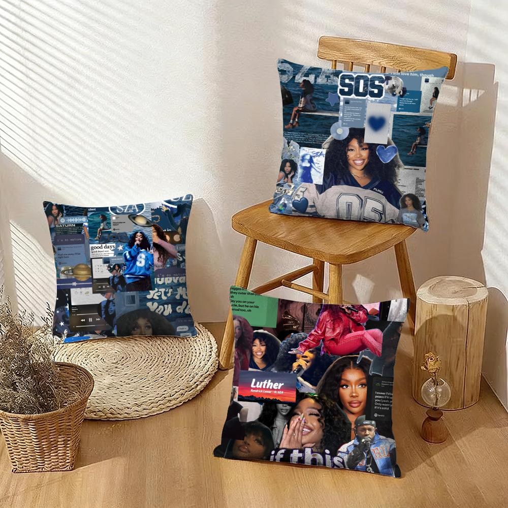 K-Kendrick L-Lamar E-Eilishwith S-Sza Cushion Cover Silky Short Plush With Invisible Zipper Dustproof Sofa Pillow For Decor