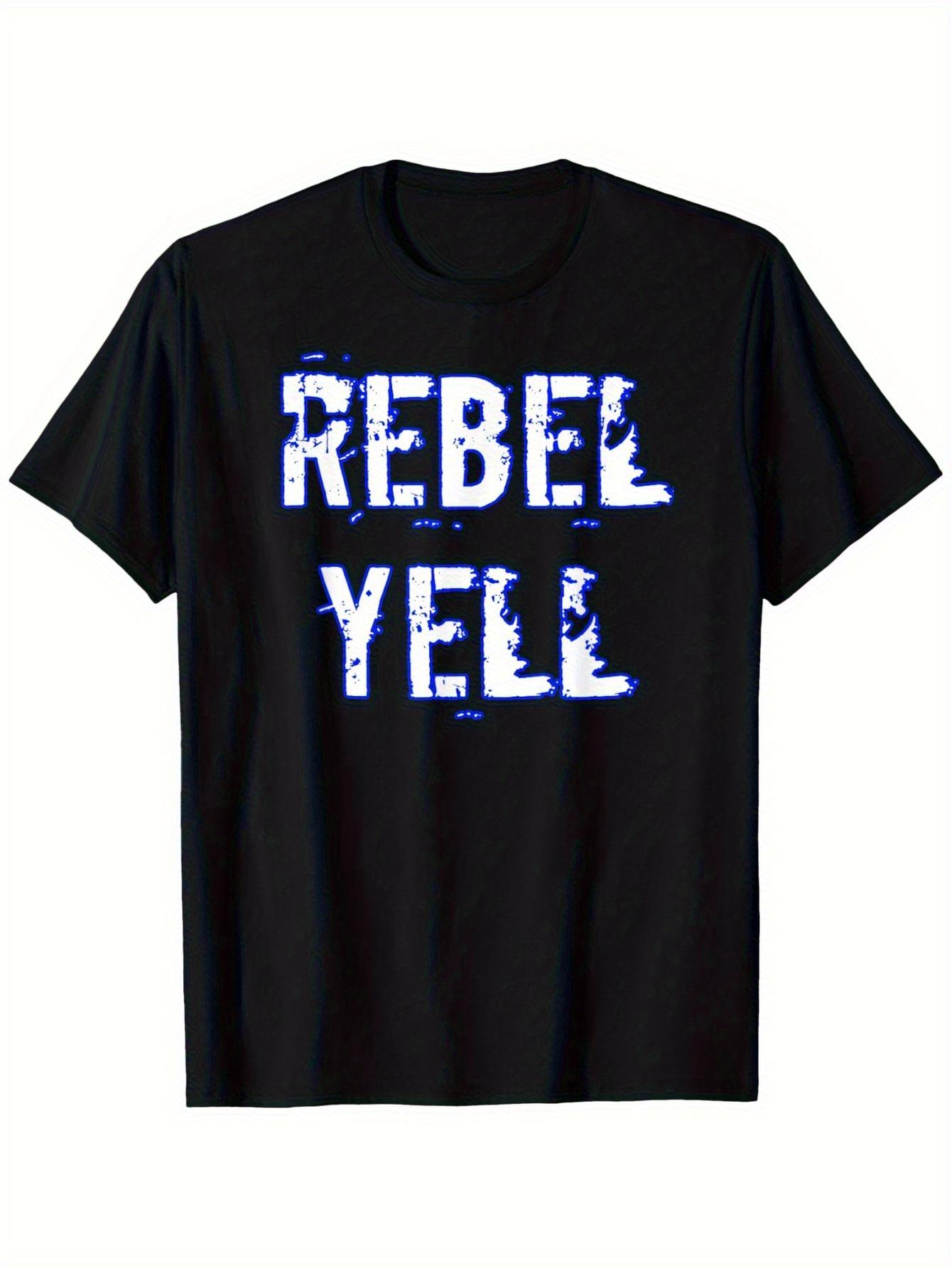 

Rebel Yell Graphic T-shirt - Distressed Blue Print on Black S
