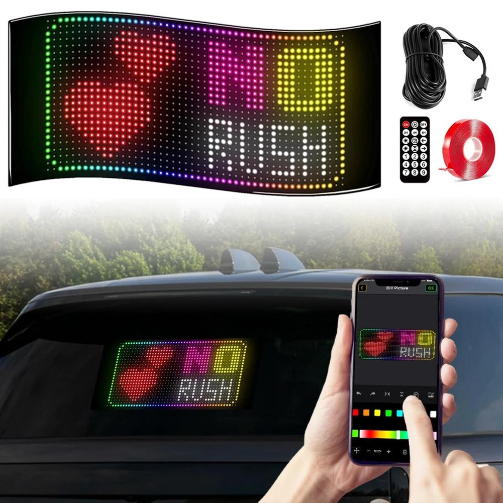 Business Advertising LED Matrix Pixel Panel RGB Pattern Car Graffiti Scrolling Text Animation Shop Reminder Light Bluetooth Lamp