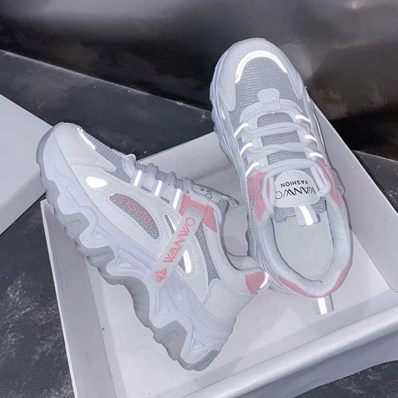 Summer Running Shoes Breathable Clunky Sneakers Women's New Summer Student Sports Casual White Shoes