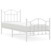 Metal Bed Frame with Headboard and Footboard White 90x190 Cm