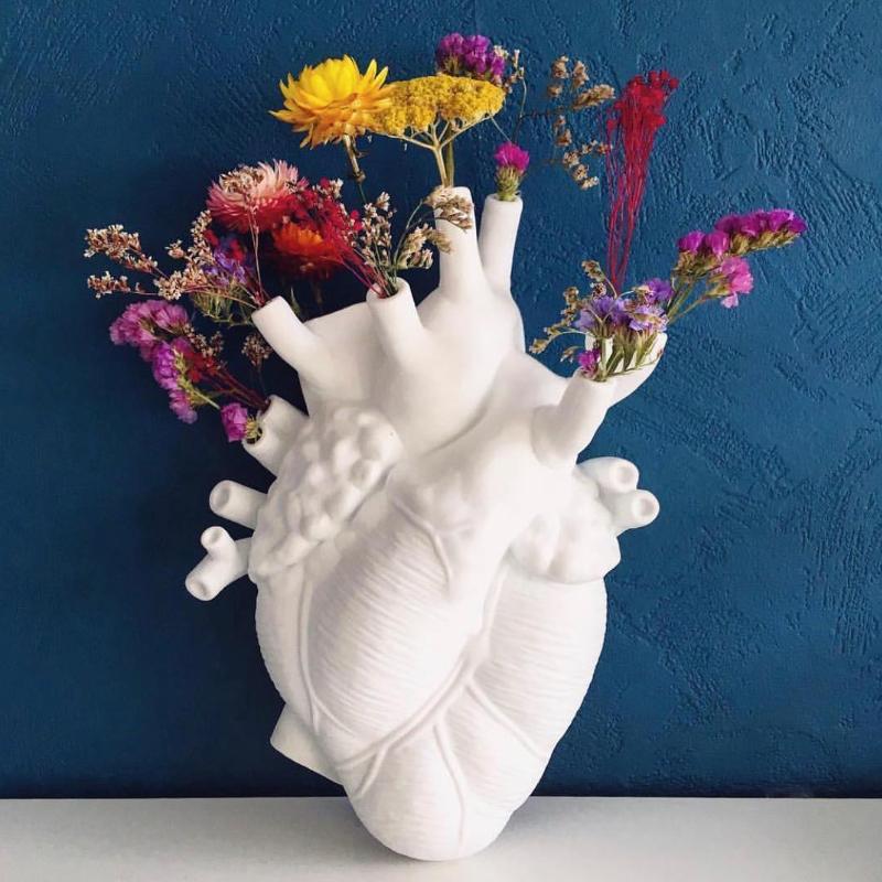 Vase Nordic Style Heart Shape Anatomical Flower Flower Pot Dried Vases Sculpture Desktop Plant Pot for Home Decor Ornament Gifts