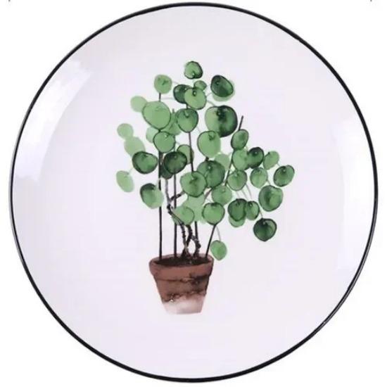 8 Inch Green Plants Ceramic Plates Dinner Porcelain Dessert Plate Beef Dish Fruit Plate Cake Tray Food Ceramic Tableware 1pc