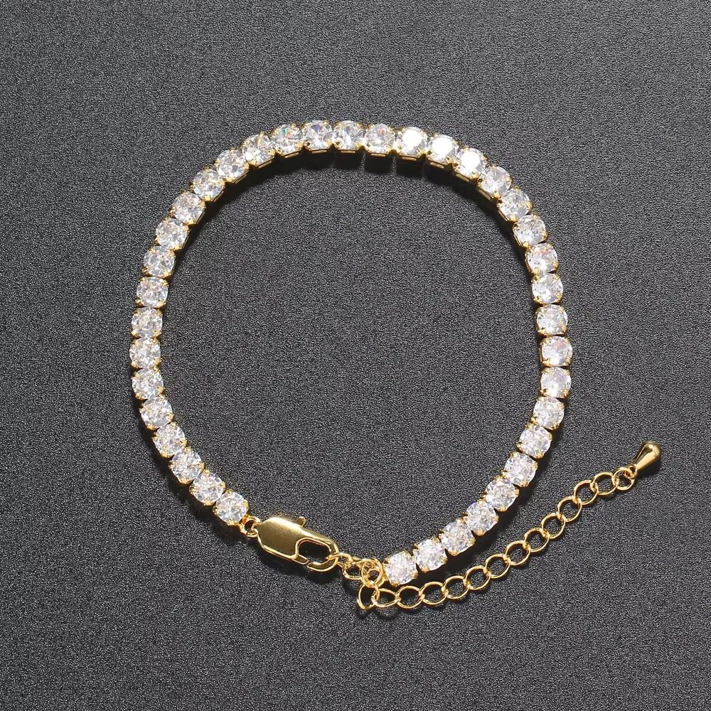 Woven Tennis Bracelet 3mm 4mm 5mm Hip-Hop Accessory Unisex Zircon Strip with Gold/Silver Plating