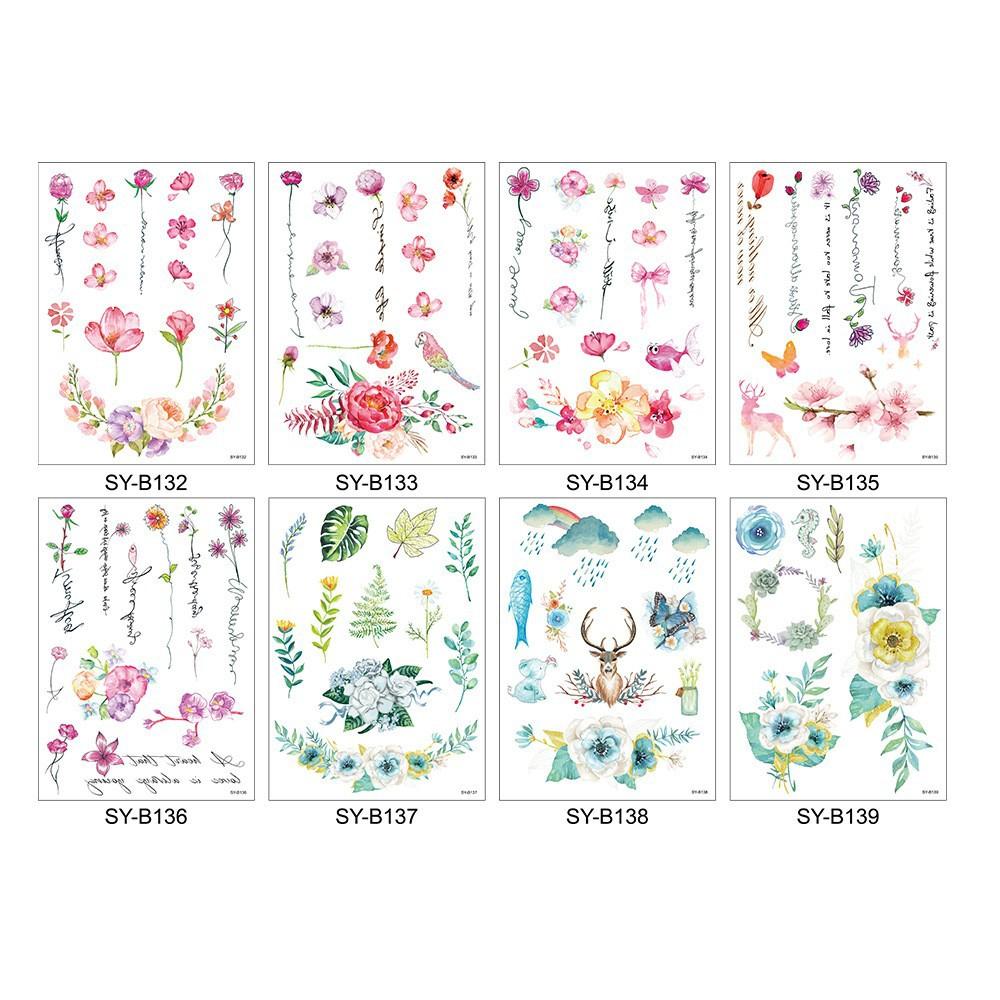 Cross Border New Small Fresh Color Hand-painted Flower Tattoo Sticker Waterproof Durable Wedding Photo Arm Decoration