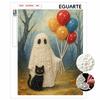 Frameless Pearl Painting Kit Cute Black Cat And Balloon Pattern DIY Shiny Bead Canvas Creative Leisure Craft Gift for Adults