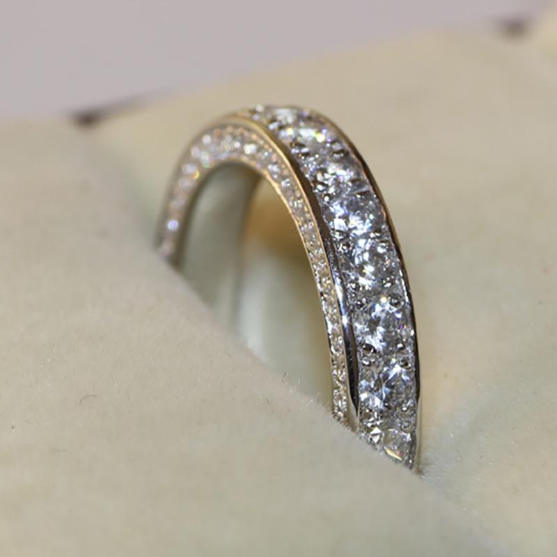 Luxury Round Wedding Rings For Women Trendy Jewelry Metal Inlaid White Zircon Anniversary Party Engagement Ring