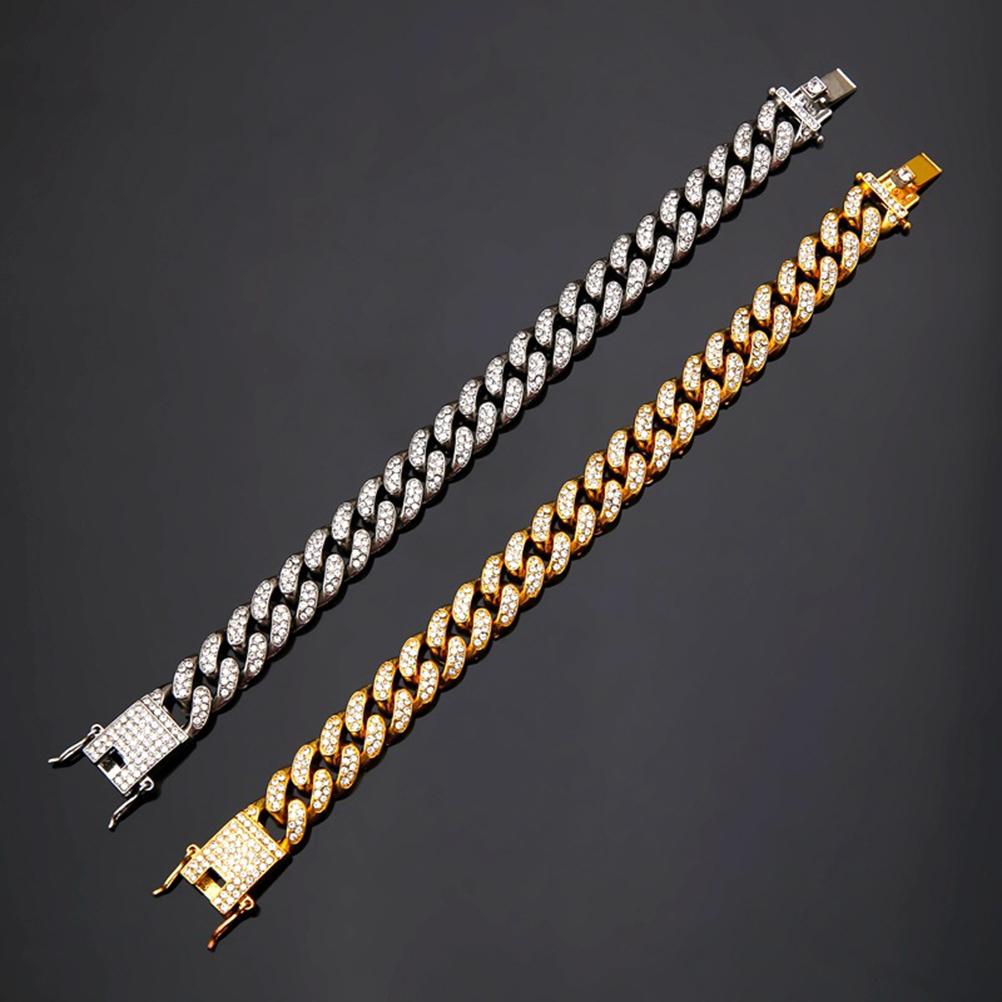 Gold Plated Hip Hop Iced Out Miami Cuban Link Chain Bracelet for Men and Women