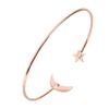 Female Open Bracelet Copper Plating Wristband Bangle with Moon Star Decoration (Gold)