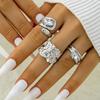 Design Geometric Baroque Pearl Ring Alloy Flower Dripping Branch Ring Set