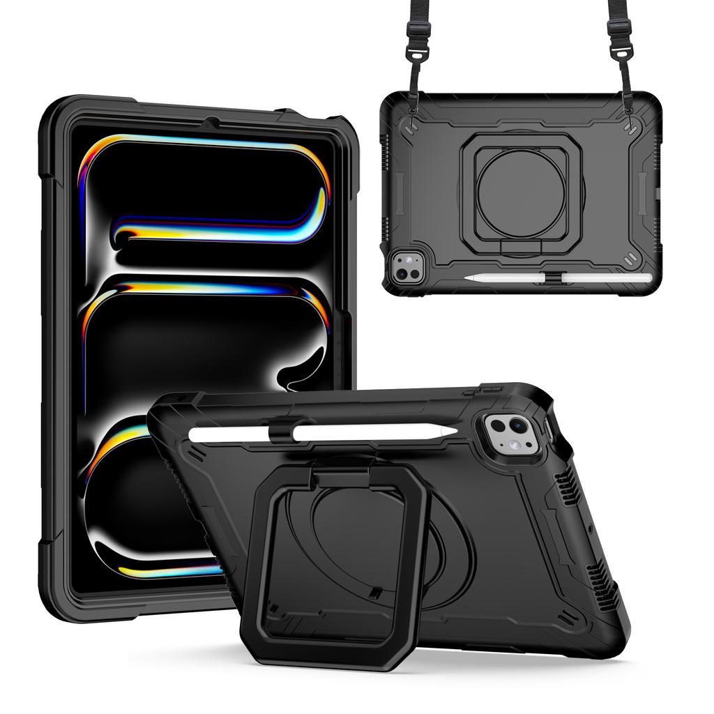 Stand Case for Apple IPad Pro 11 2025 M5 2024 M4 A3357 A3358 A3359 A2836 A2837 A3006 Rotating Handle Grip Cover Shoulder Strap