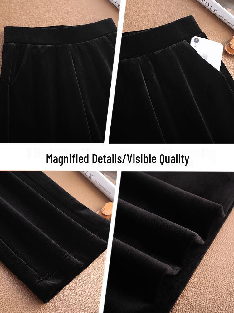 Golden Velvet High-Waisted Straight-Leg Pants - Women's Autumn/Winter 2025 Collection