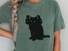 Three Headed Black Cat T-Shirt – Minimalist Witchy Cat Linocut Tee, Spooky Feline Lover Gift, Occult Surreal Cat Art Shirt