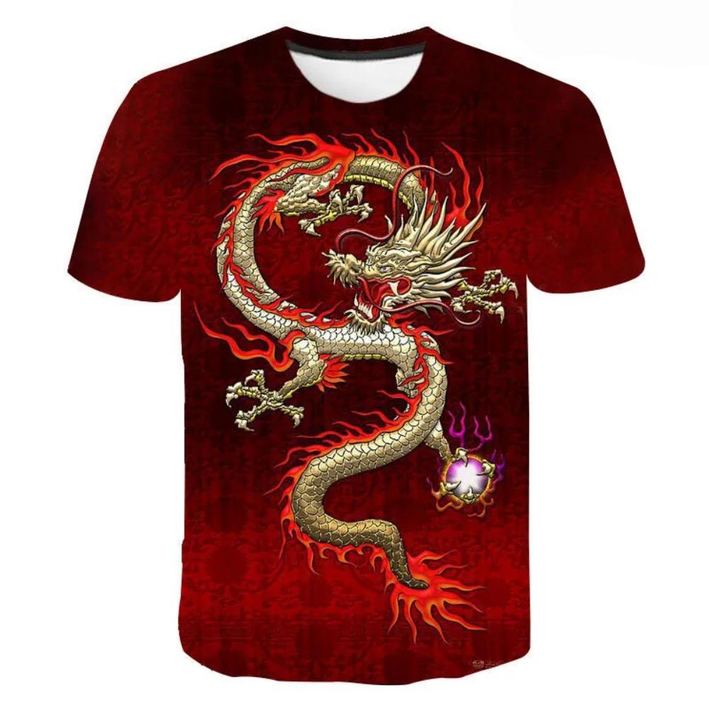 Summer Boys 3D Dragon Print Children's T-Shirt Kids Clothes Short Sleeve Top O Neck Shirts Fashion