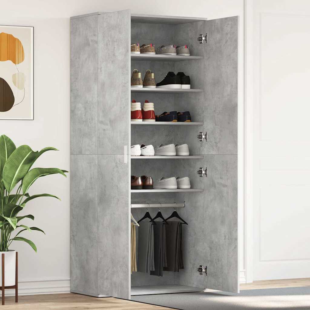 Shoe Cabinet with Door Concrete Grey 80 x 39 x 178 cm Engineered Wood