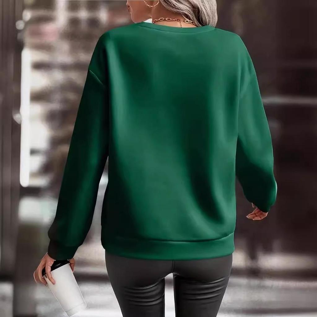 2024 Damers Europeisk & Amerikansk Tryckt Rundhalsad Tröja