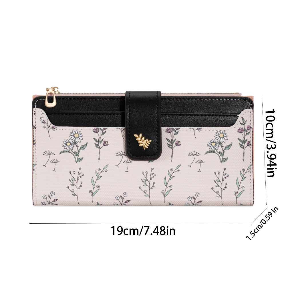 Printed Women Long Wallet Flower Multiple Cards Purse Organ Card Holder Two Fold Purse  Daily