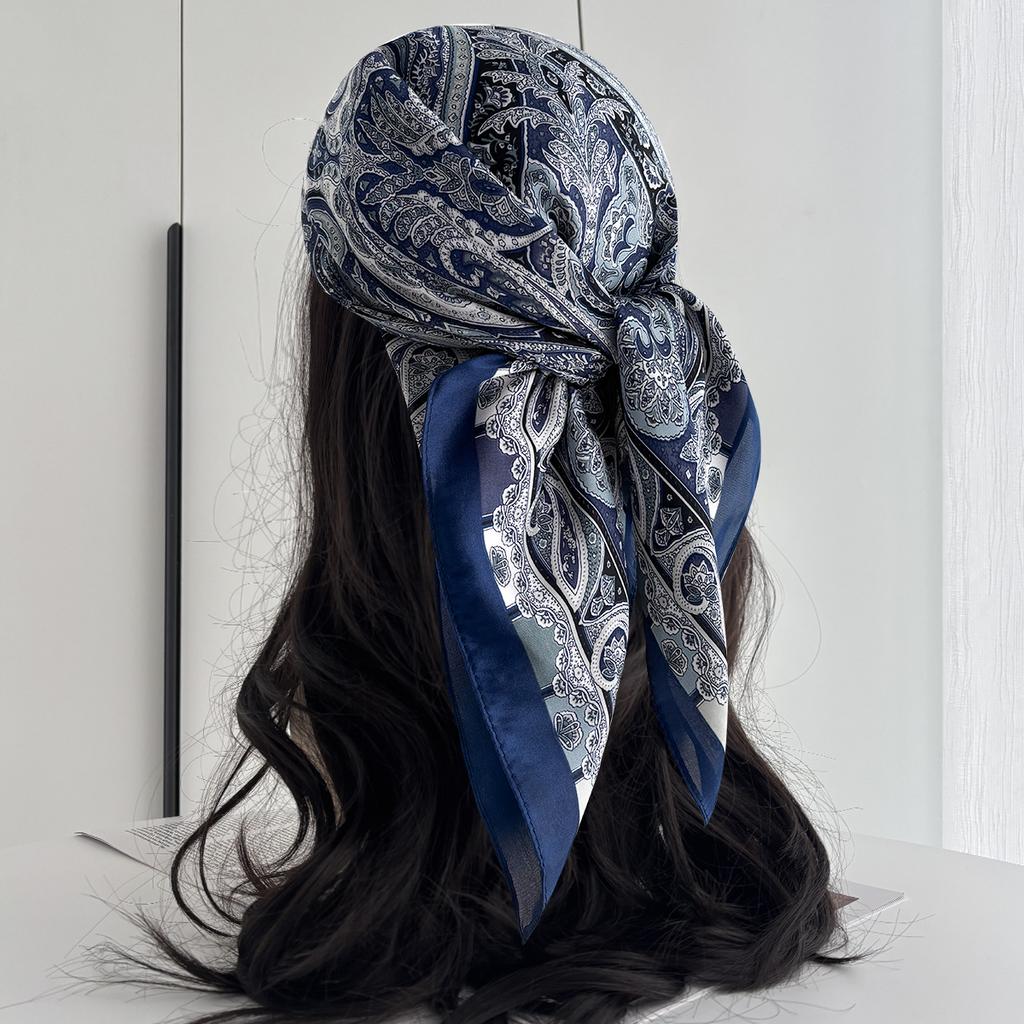 1 Pcs 27.5 Inches Satin Head Scarf Silk Like Hair Scarf Stain Bandana Hair Wrap Neck Scarf For Women(Brown)