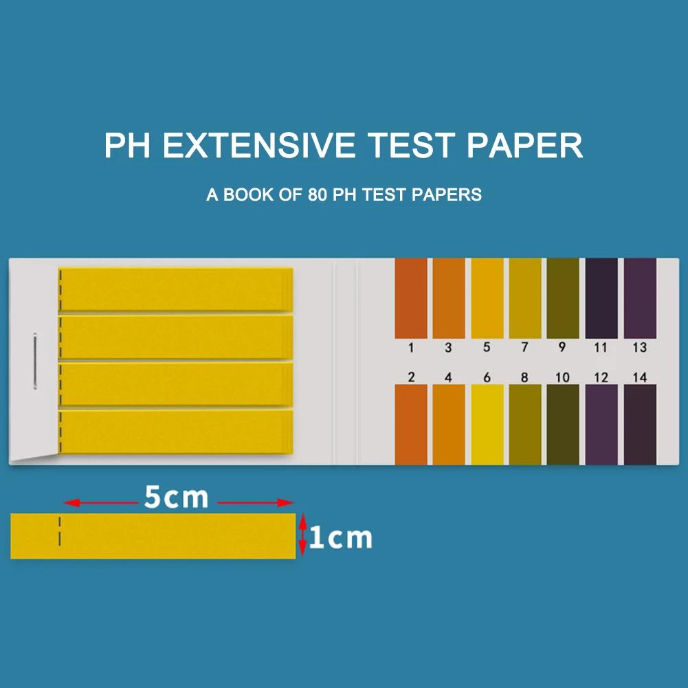 1bag 80pcs PH Test Strips 1-14 PH PH Indicator Test Strips Water Cosmetics Soil Acidity Test Strips for Water Wine Saliva Urine
