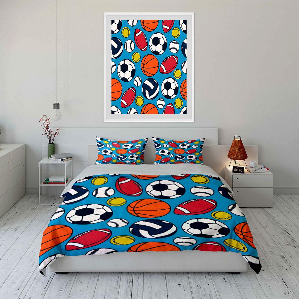 Sports-Themed Three-Piece Set Decor  kid's and adults' bedroom decor, Exquisite three-piece bedding set gift