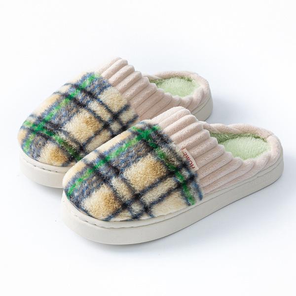 Winter cotton slippers household warm non-slip thick-soled plush home slippers color 2025 cotton shoes outer wear