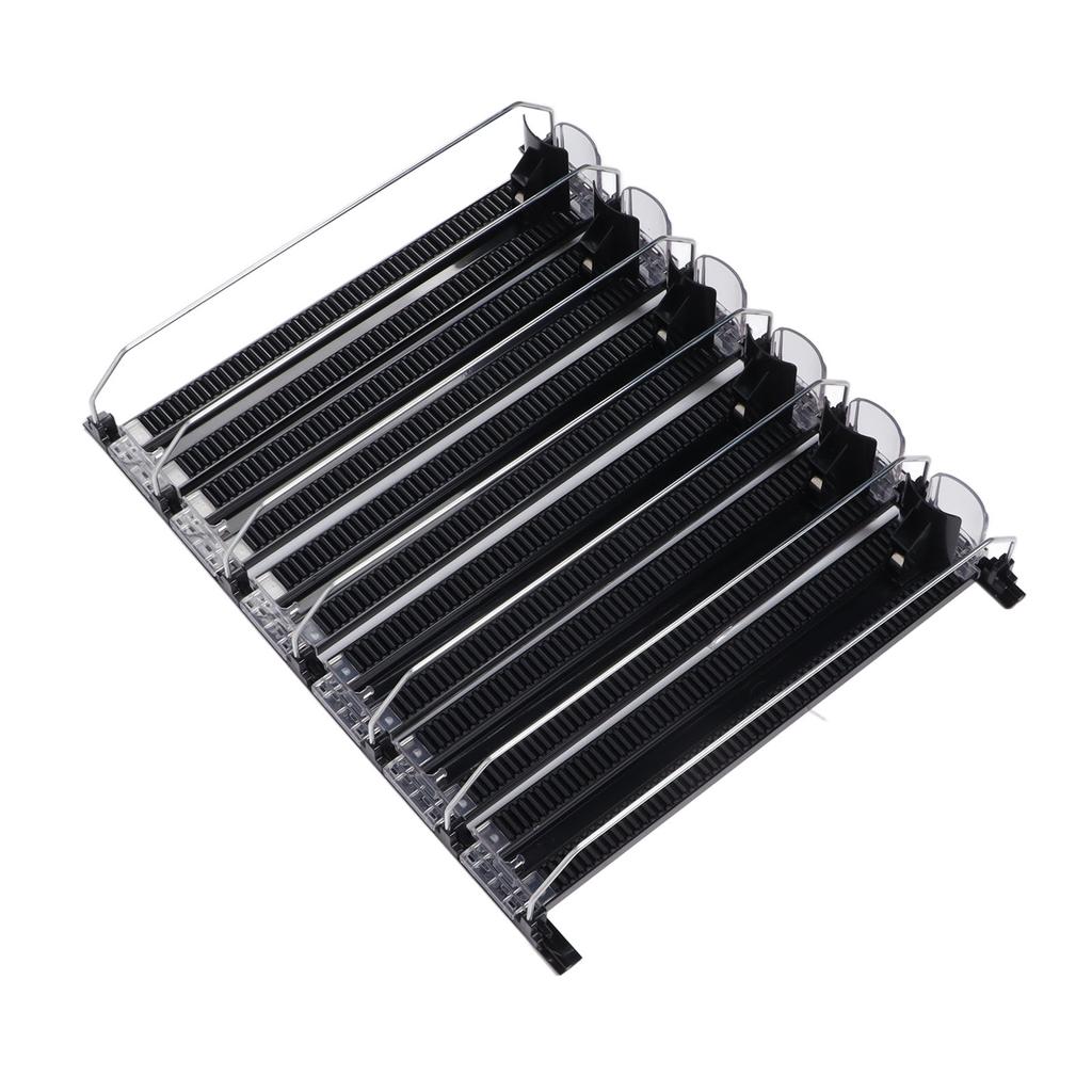 Self Pushing Drink Holder 6 Rows Adjustable Width Spring Loaded Easy Slide Large Capacity 15in Fridge Drink Dispenser