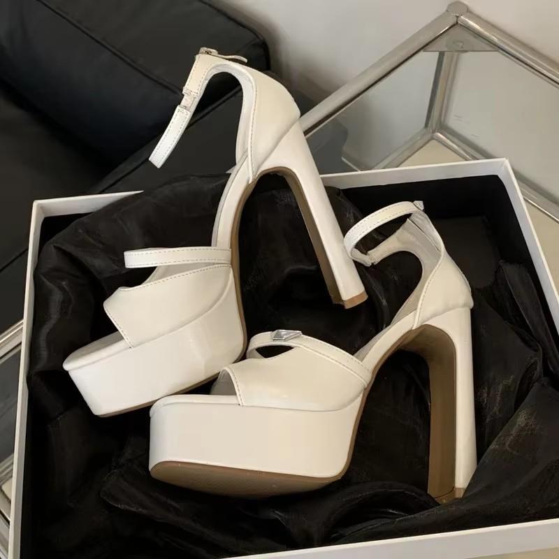 Fashion Eilyken Summer Open Toe Sandals Women Platform Square Heels Hollow Out Pumps Fashion Zipper Party Ladies Shoes Pumps