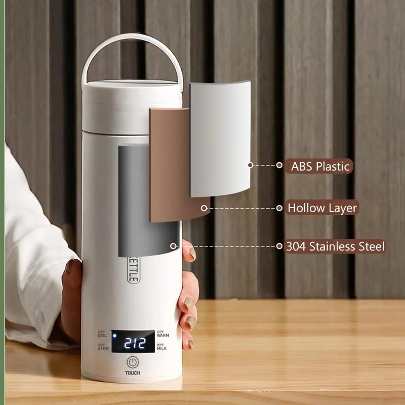 110V 220V Intelligent Digital Display Electric Water Boiling Thermos Bottle Travel Portable Heating Kettle Leakproof Thermal Cup