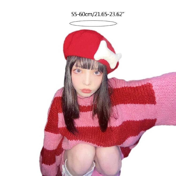 Lolita Y2K-style Painter Hat Beret Subculture Hat Winter Warm for Dog Walking